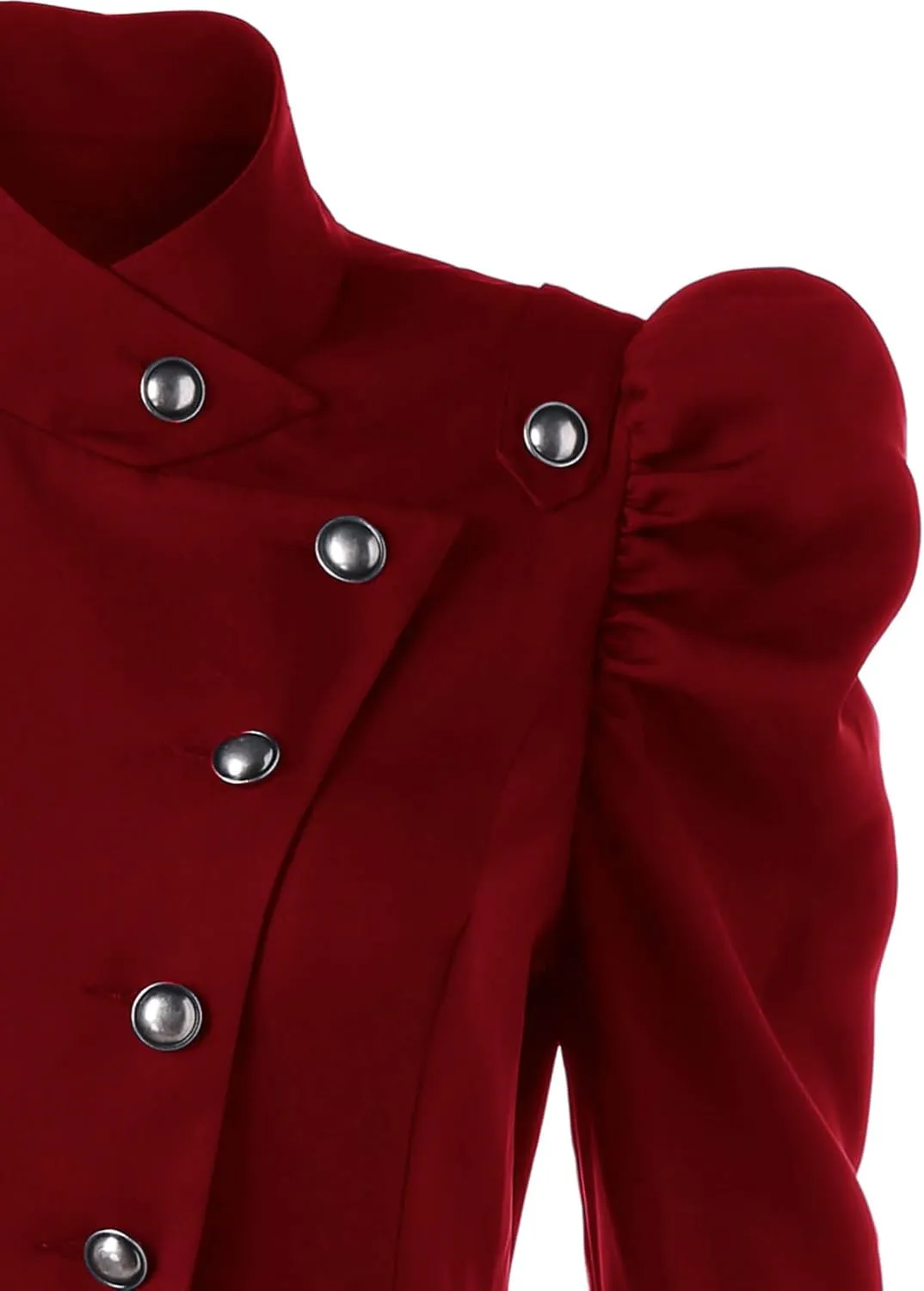 Nihsatin Vintage Womens Steampunk Victorian Swallow Tail Long Trench Jacket Black