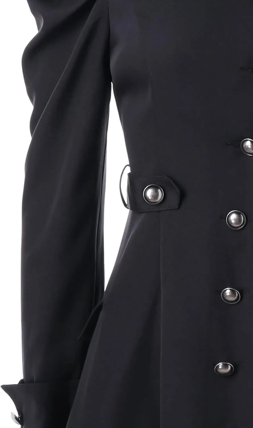 Nihsatin Vintage Womens Steampunk Victorian Swallow Tail Long Trench Jacket Black