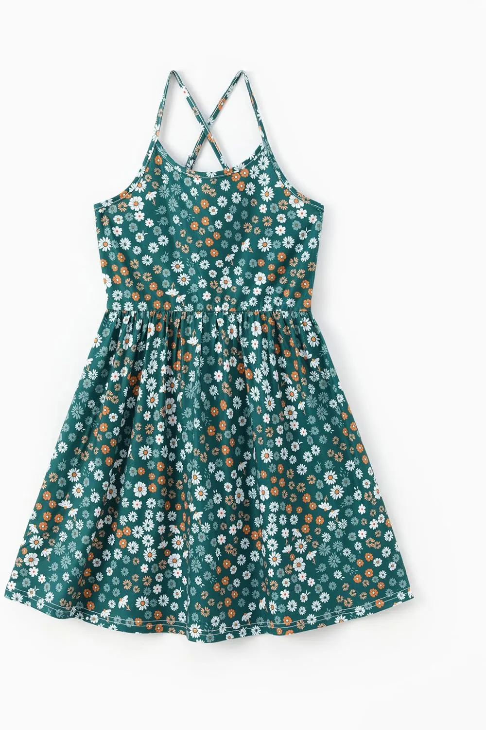 PATPAT Girls Summer Beach Dress Boho Hawaiian Floral One Shoulder Sundress Pack of 2 Size 3-10 Years