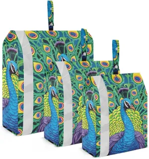 Peacock Packing Cubes Set of 3, Lightweight Travel Luggage Organizers Foldable Bags for Easy Packing and Organization