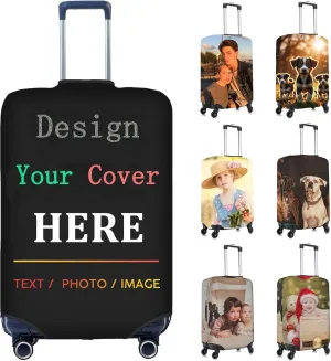 Photo/Text Luggage Cover - Elastic Suitcase Protector, Multi-Size 18-32in Anti-Dust Travel Case Cover for Easy Identification