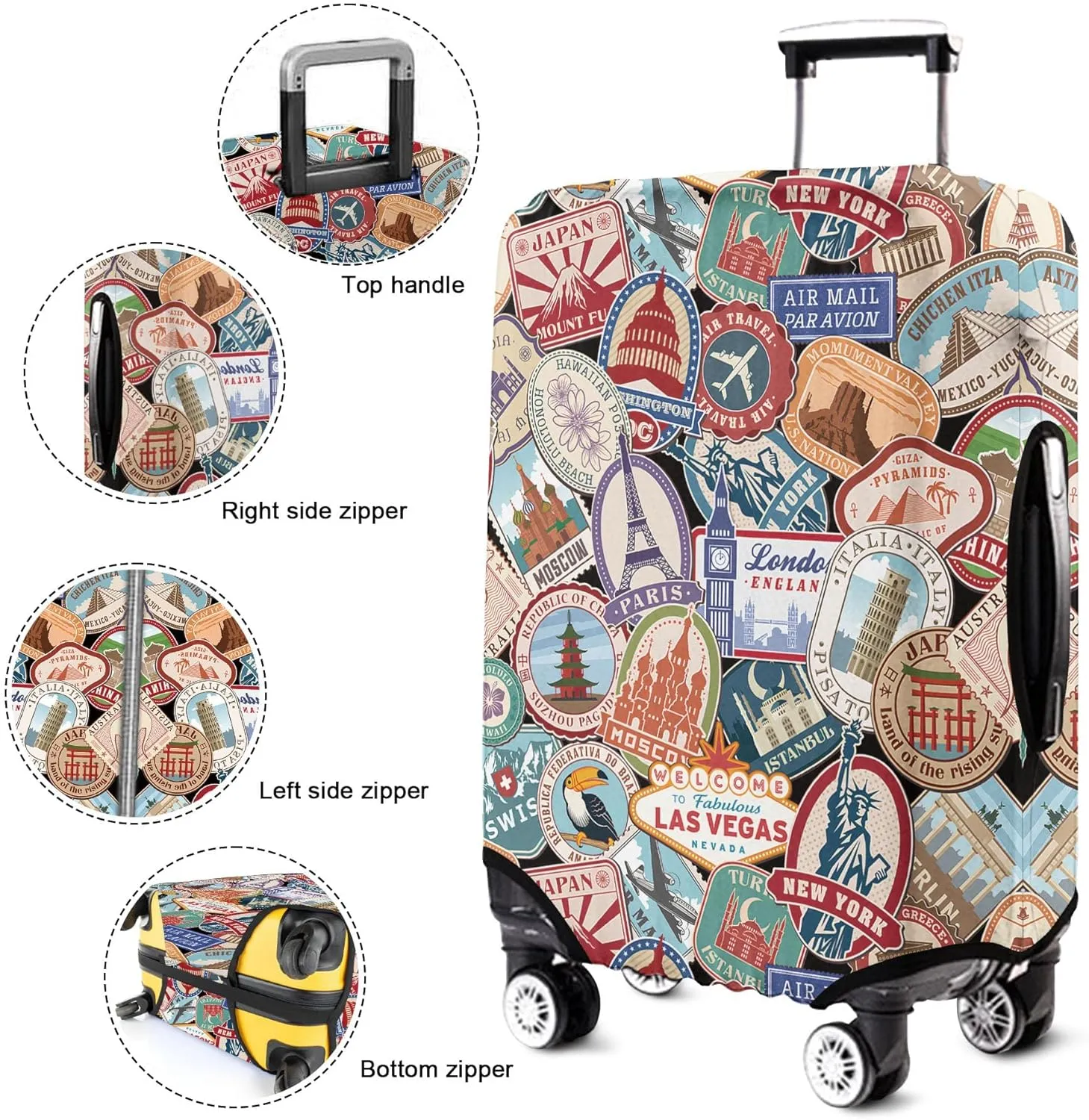 Photo/Text Luggage Cover - Elastic Suitcase Protector, Multi-Size 18-32in Anti-Dust Travel Case Cover for Easy Identification