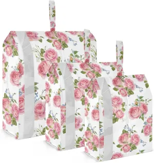 Pink Roses Packing Cubes Set of 3, Lightweight Travel Luggage Organizers Foldable Bags for Easy Packing and Organization