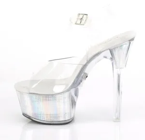 Pleaser Clear/silver Hologram Light Up 6 in