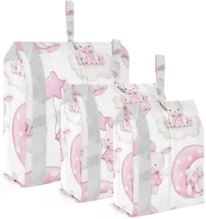 Rabbit Pink Packing Cubes Set of 3, Lightweight Travel Luggage Organizers Foldable Bags for Easy Packing and Organization