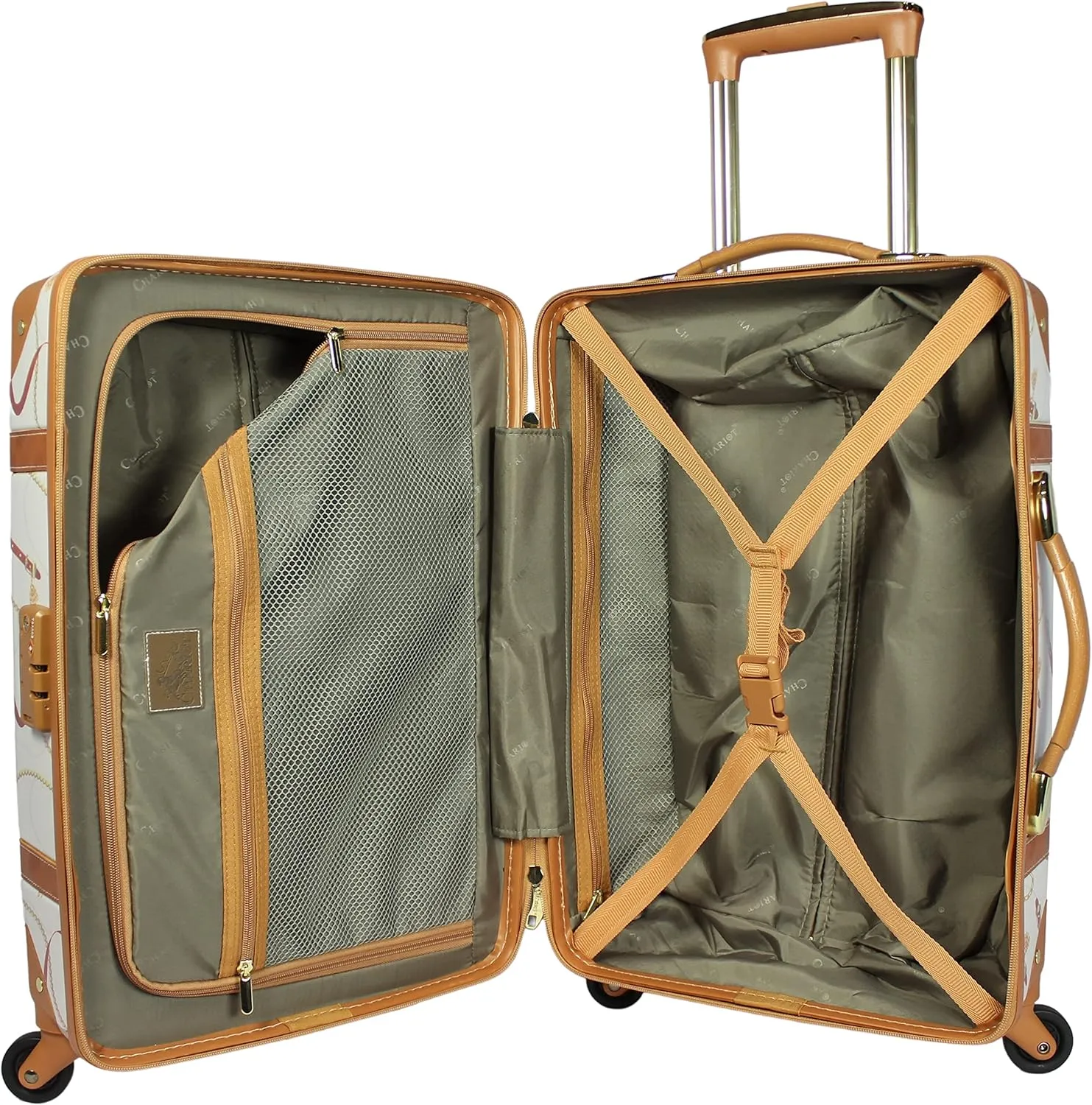 Regal Vintage Style Hardside Carry-On Retro Train Case Spinner Luggage, Ivory, 2-Piece Set (Tote/20-Inch)
