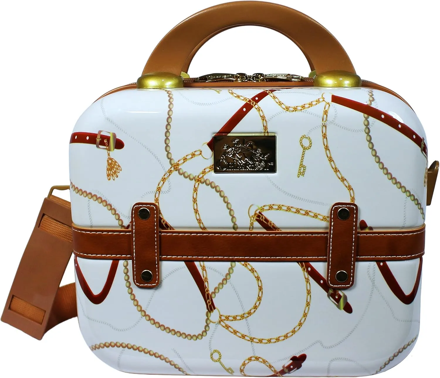 Regal Vintage Style Hardside Carry-On Retro Train Case Spinner Luggage, Ivory, 2-Piece Set (Tote/20-Inch)