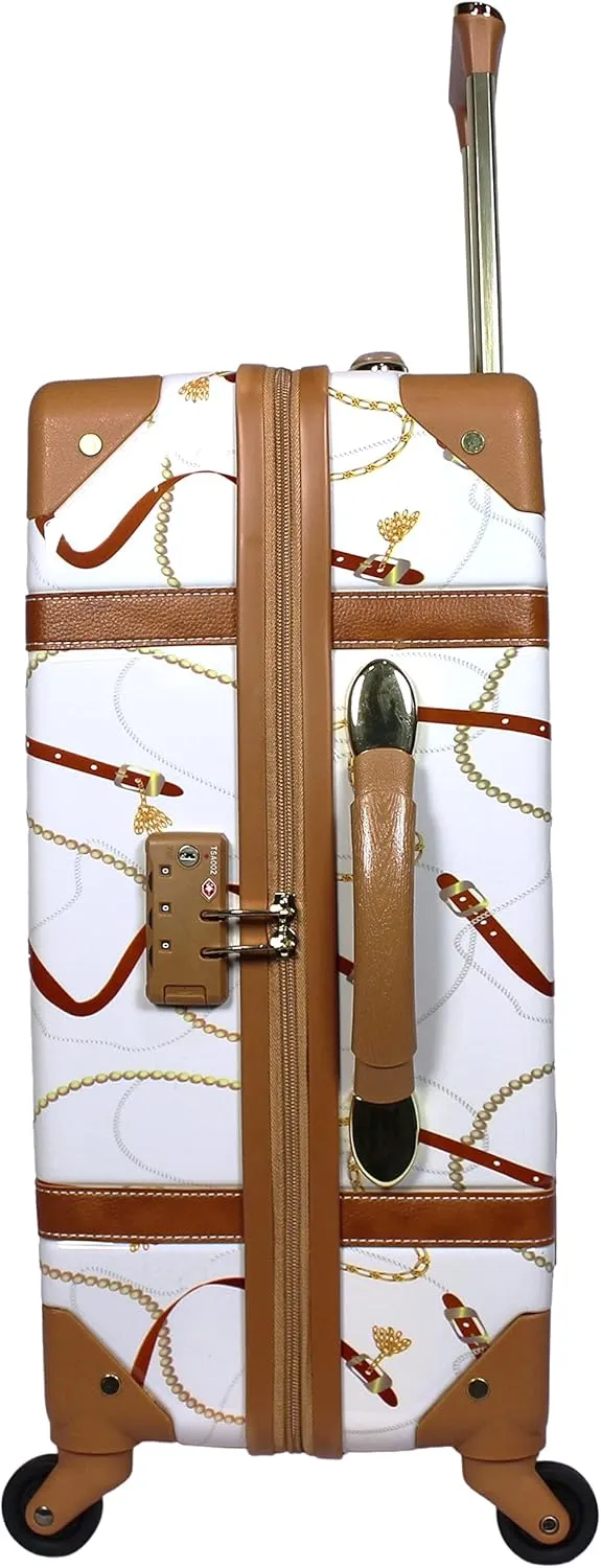 Regal Vintage Style Hardside Carry-On Retro Train Case Spinner Luggage, Ivory, 2-Piece Set (Tote/20-Inch)