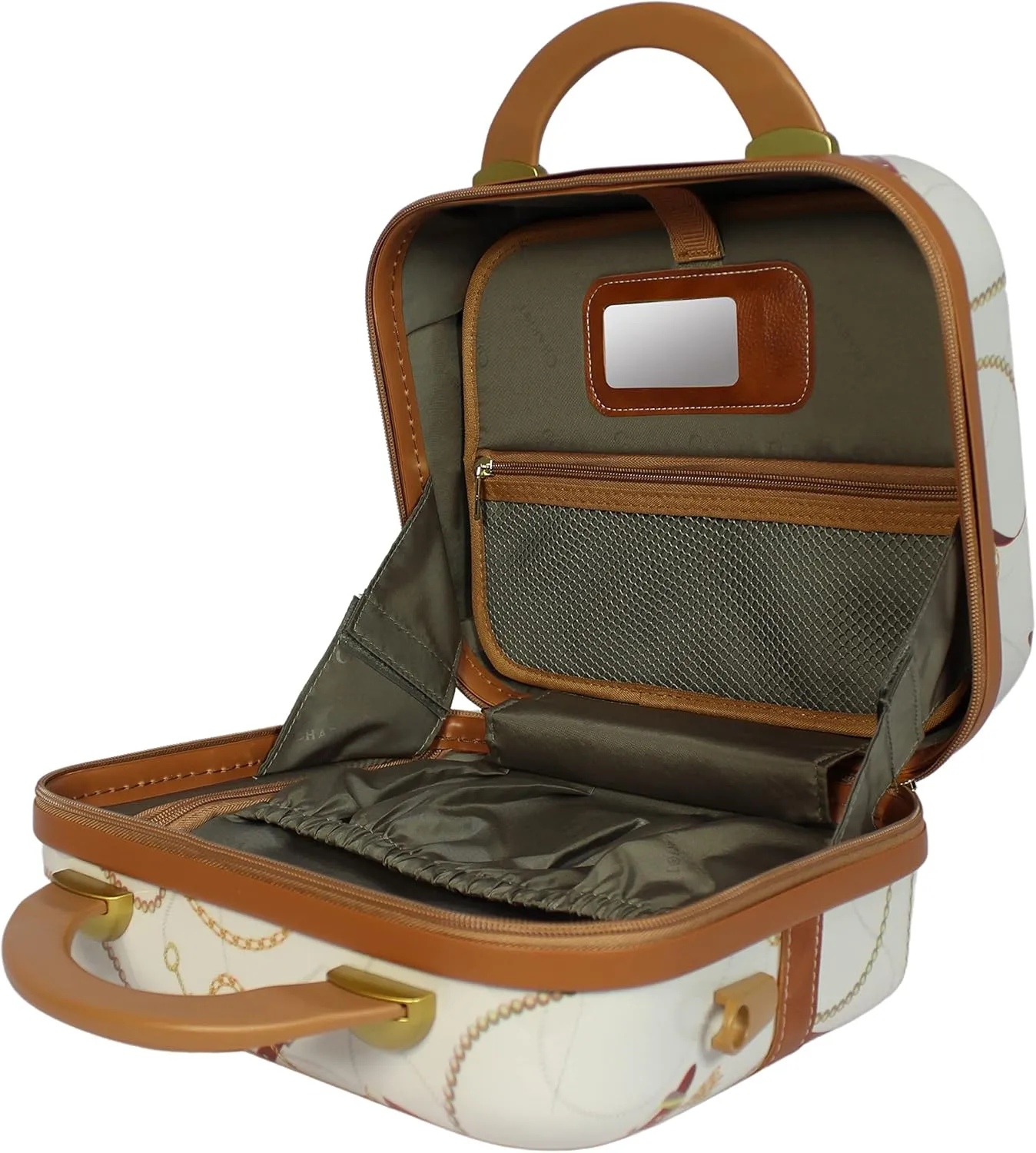Regal Vintage Style Hardside Carry-On Retro Train Case Spinner Luggage, Ivory, 2-Piece Set (Tote/20-Inch)