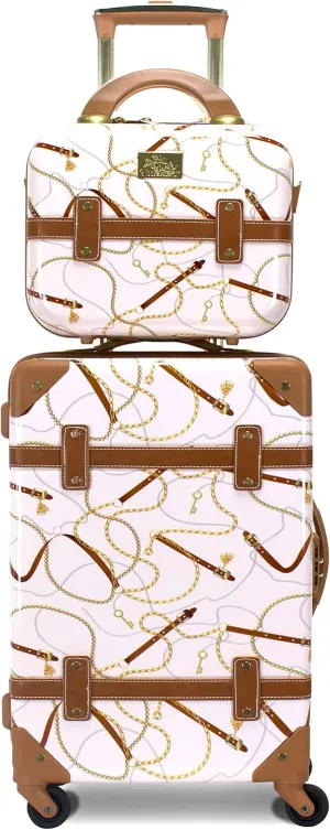 Regal Vintage Style Hardside Carry-On Retro Train Case Spinner Luggage, Ivory, 2-Piece Set (Tote/20-Inch)