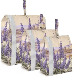 Retro Lavender Packing Cubes Set of 3, Lightweight Travel Luggage Organizers Foldable Bags for Easy Packing and Organization
