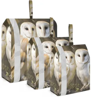 Retro Owls Packing Cubes Set of 3, Lightweight Travel Luggage Organizers Foldable Bags for Easy Packing and Organization