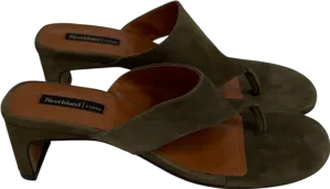 River Island Green Khaki Suede Block Heeled Mule Sandal UK 5 EU 38 