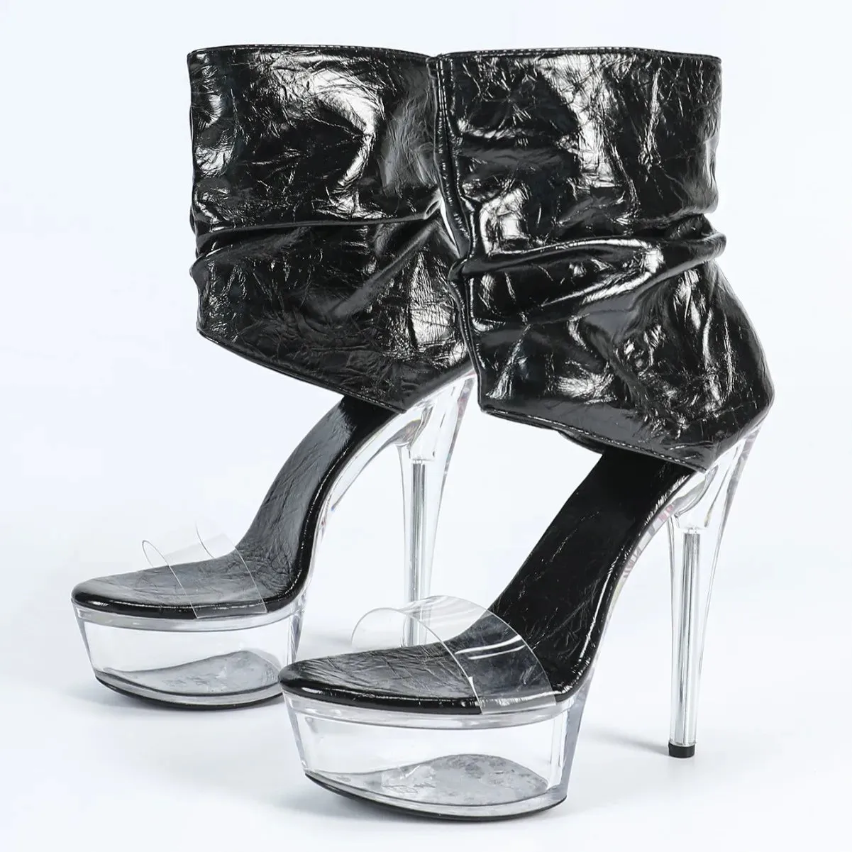 Round Metallic Platform Heels
