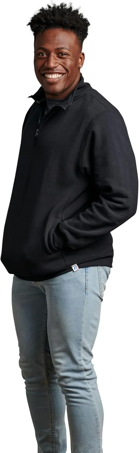 Russell Athletic Men's Dri Power Fleece Quarter Zip, Moisture Wicking, Cotton Blend, Relaxed Fit, Sizes S-4x