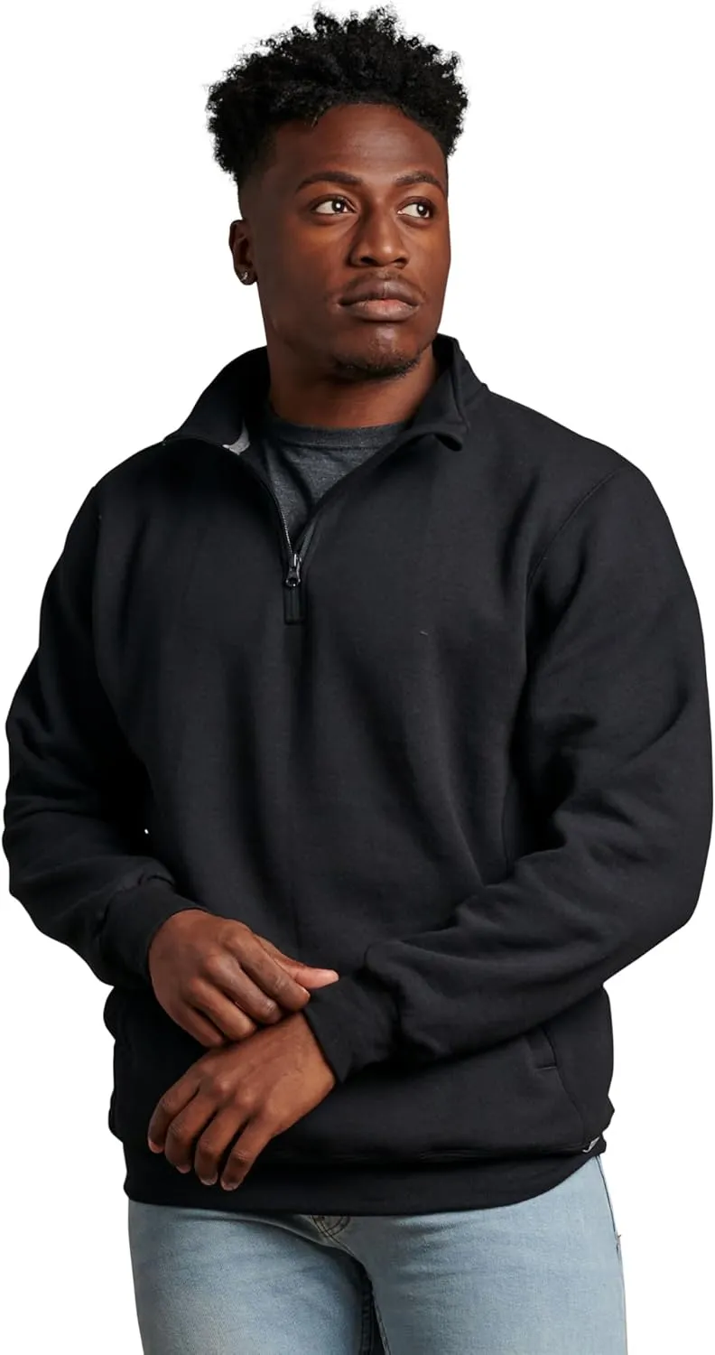 Russell Athletic Men's Dri Power Fleece Quarter Zip, Moisture Wicking, Cotton Blend, Relaxed Fit, Sizes S-4x