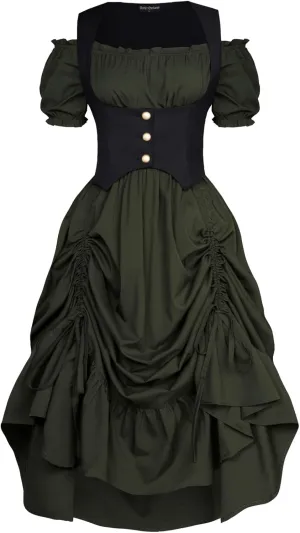 Scarlet Darkness Renaissance Costume Women Steampunk Dress Medieval Ren Faire Dress