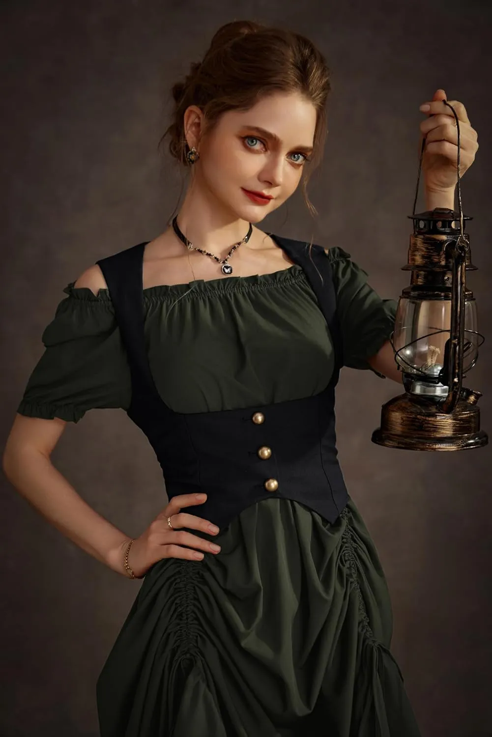 Scarlet Darkness Renaissance Costume Women Steampunk Dress Medieval Ren Faire Dress