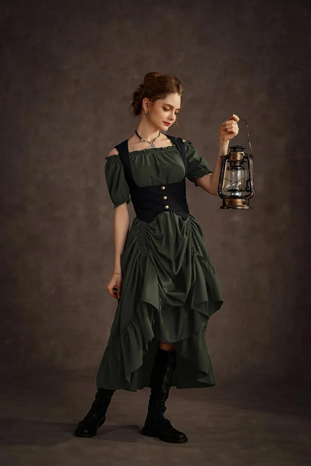 Scarlet Darkness Renaissance Costume Women Steampunk Dress Medieval Ren Faire Dress