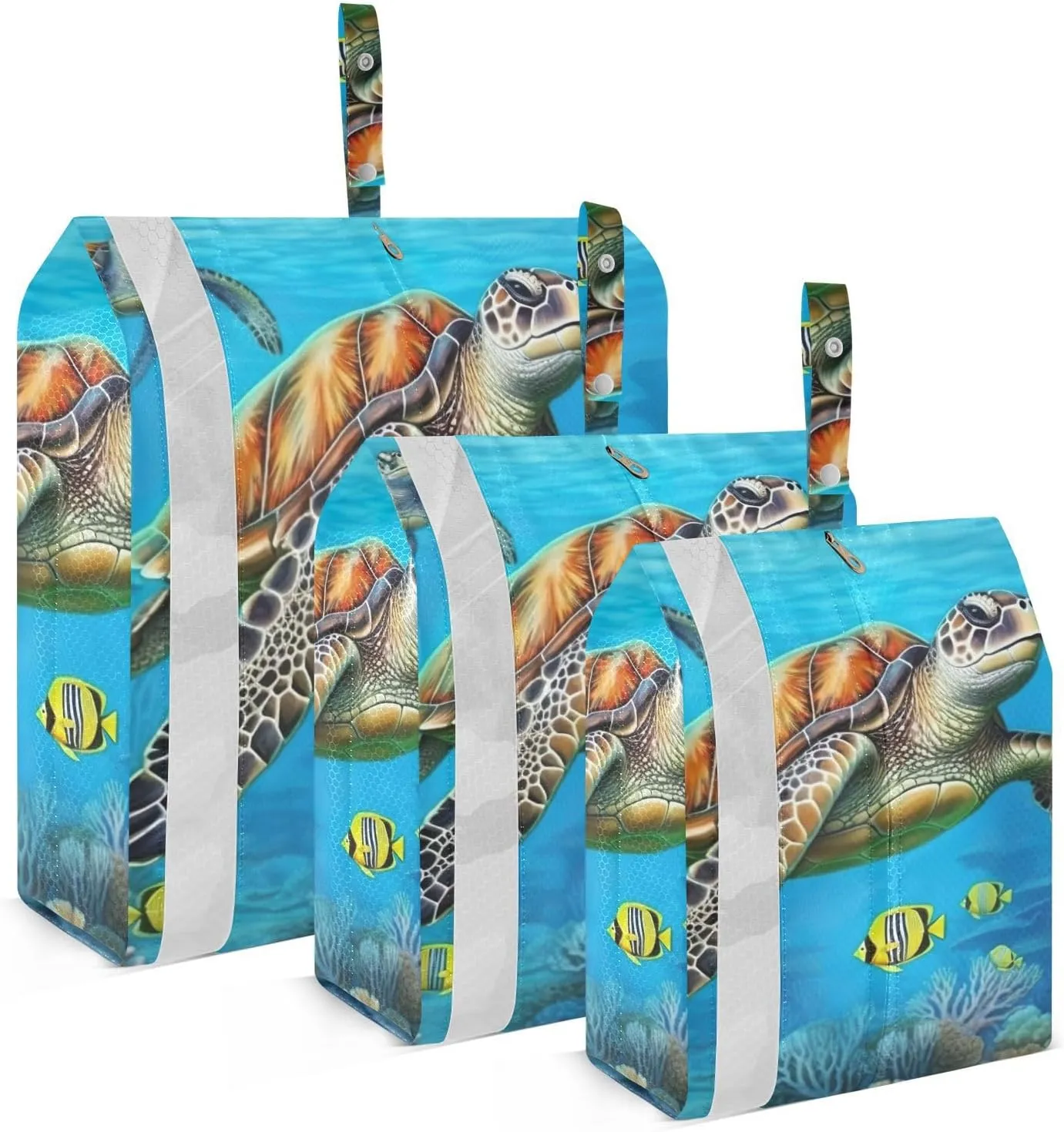 Sea Turtle Packing Cubes Set of 3, Lightweight Travel Luggage Organizers Foldable Bags for Easy Packing and Organization