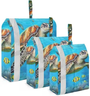 Sea Turtle Packing Cubes Set of 3, Lightweight Travel Luggage Organizers Foldable Bags for Easy Packing and Organization
