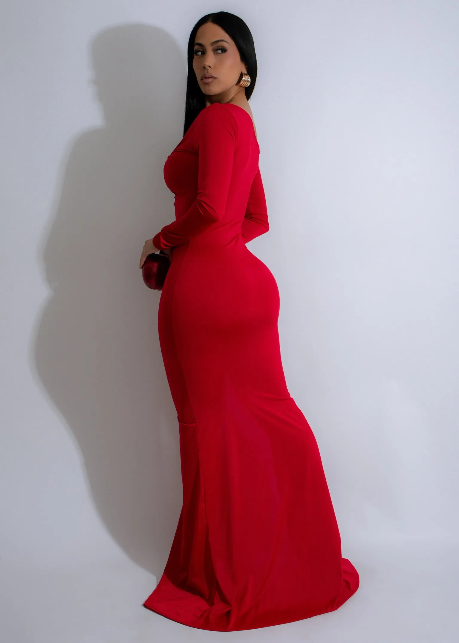 Seductive Symphony Ruched Maxi Dress Red