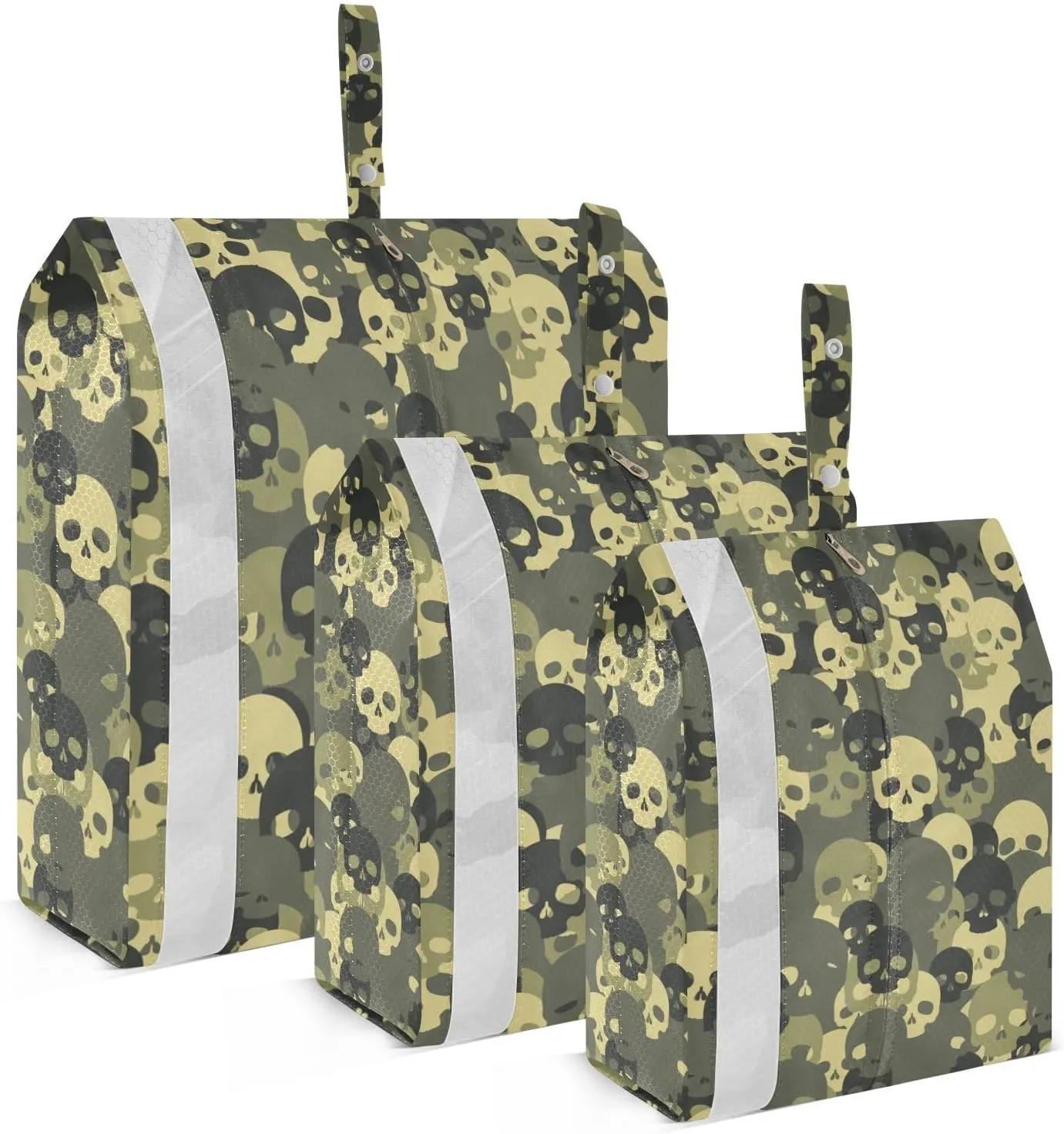 Skull Camoouflage Packing Cubes Set of 3, Lightweight Travel Luggage Organizers Foldable Bags for Easy Packing and Organization