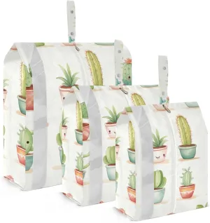 Smiling Cactus Packing Cubes Set of 3, Lightweight Travel Luggage Organizers Foldable Bags for Easy Packing and Organization