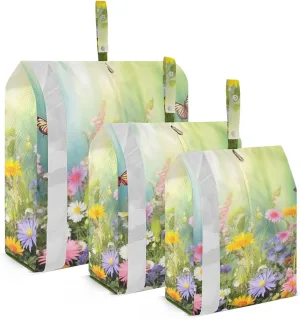 Spring Butterfly Packing Cubes Set of 3, Lightweight Travel Luggage Organizers Foldable Bags for Easy Packing and Organization