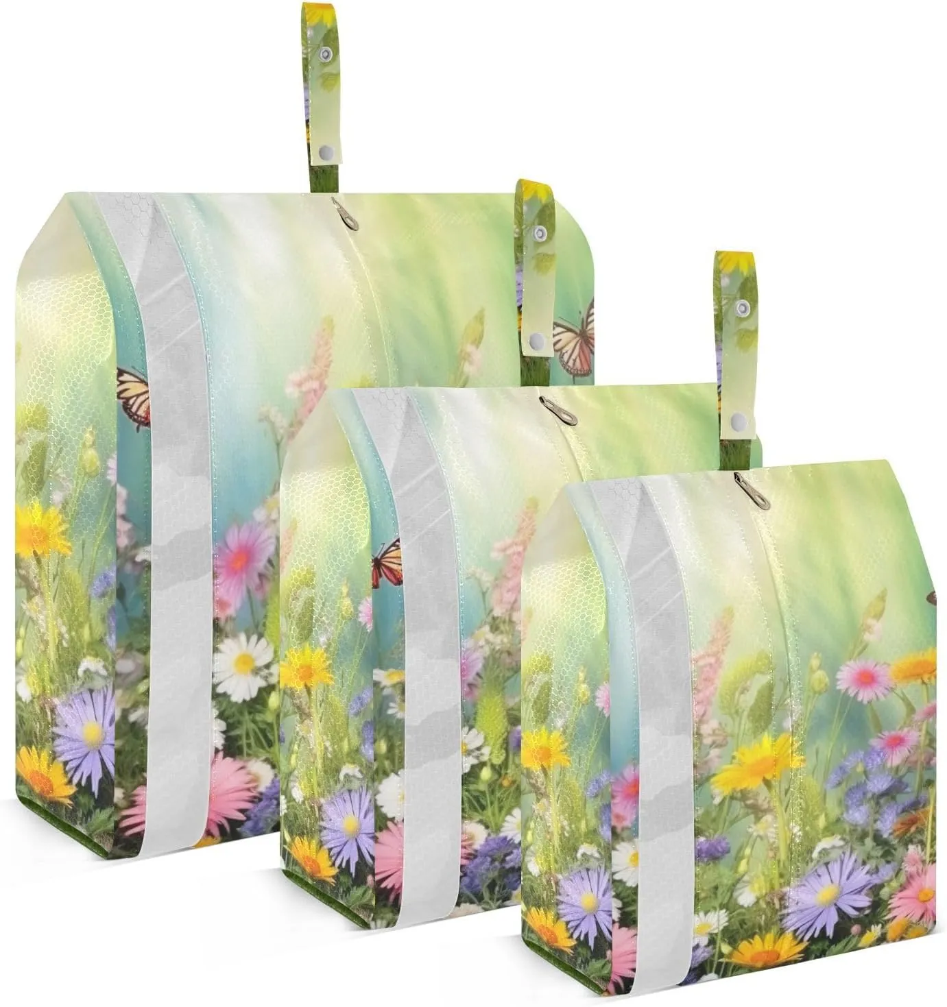 Spring Butterfly Packing Cubes Set of 3, Lightweight Travel Luggage Organizers Foldable Bags for Easy Packing and Organization