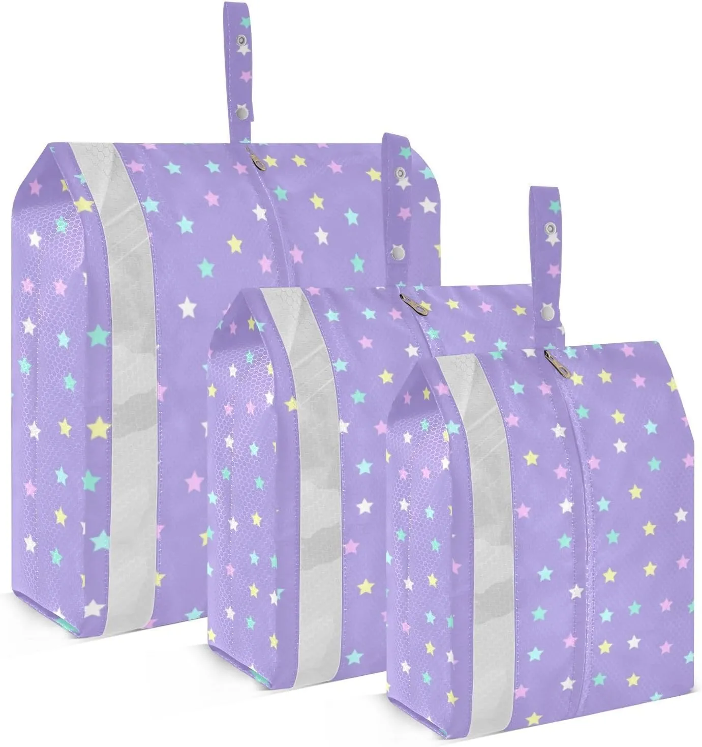 Stars Purple Packing Cubes Set of 3, Lightweight Travel Luggage Organizers Foldable Bags for Easy Packing and Organization