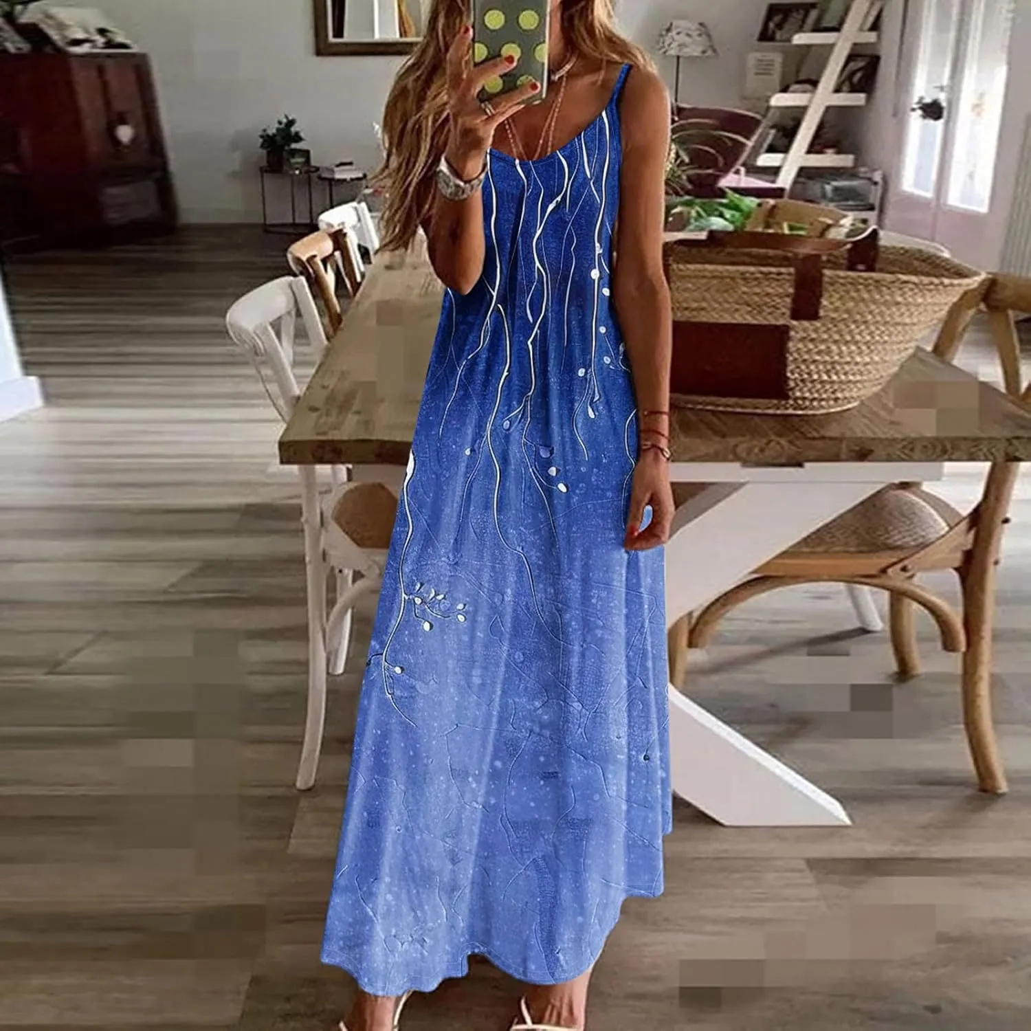 Summer Dresses for Women 2025 Vacation Floral Slip Dress Spaghetti Strap Boho Print V Neck Beach Vacation Sundresses
