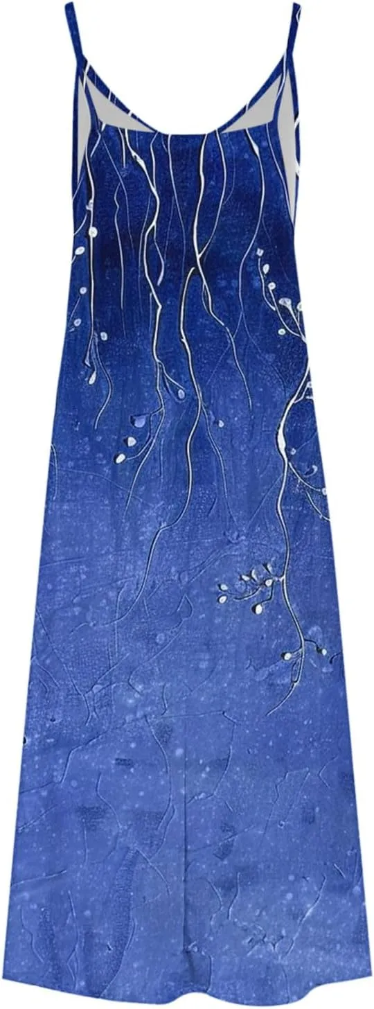 Summer Dresses for Women 2025 Vacation Floral Slip Dress Spaghetti Strap Boho Print V Neck Beach Vacation Sundresses