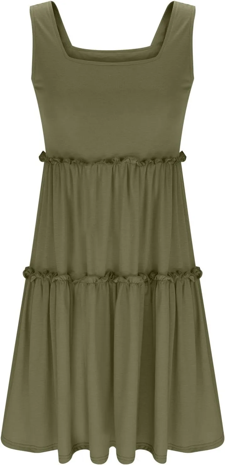 Summer Dresses for Women 2025 Vacation Knee Length Womens Sun Tank Dress Casual Sleeveless Women's Sundresses