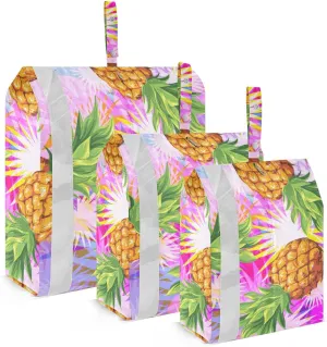 Summer Pineapple Packing Cubes Set of 3, Lightweight Travel Luggage Organizers Foldable Bags for Easy Packing and Organization
