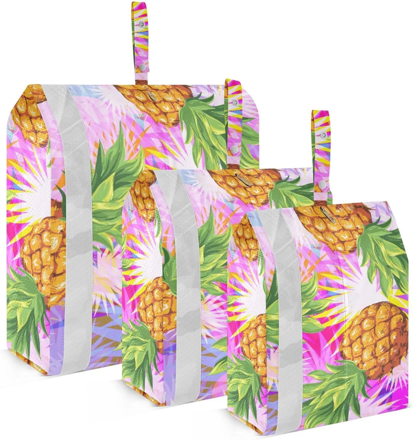 Summer Pineapple Packing Cubes Set of 3, Lightweight Travel Luggage Organizers Foldable Bags for Easy Packing and Organization