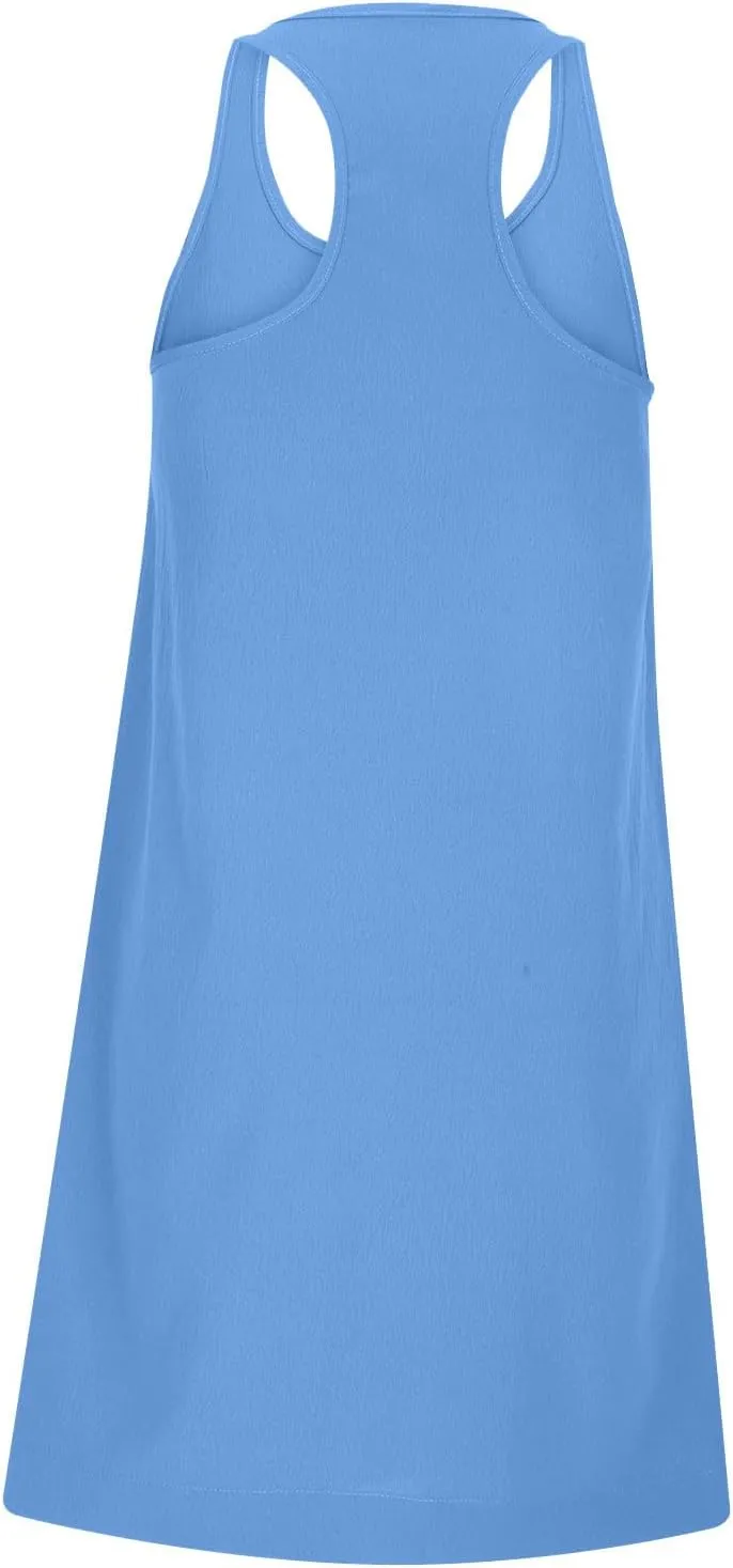 Sun Dresses for Women Racerback Athletic Beach Dress Square Neck Sleeveless Babydoll Dress Summer Flowy Mini Dresses