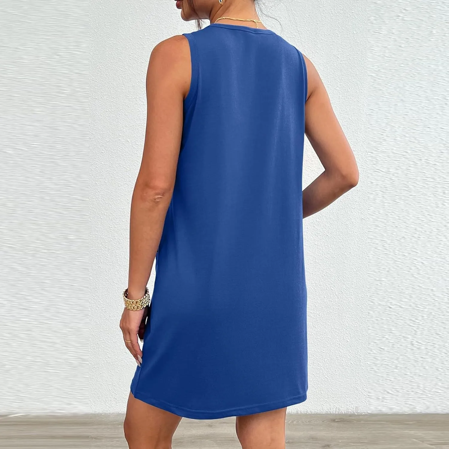 Sundresses for Women 2024 Casual Sleeveless Summer Tank Dress with Pockets Boho Beach Dress Vacation Swing Mini Dress