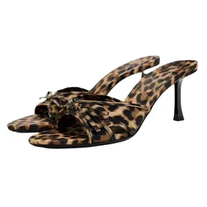 TEEK - Bow Leopard Kitten Heel Sandals