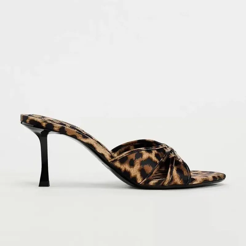 TEEK - Bow Leopard Kitten Heel Sandals