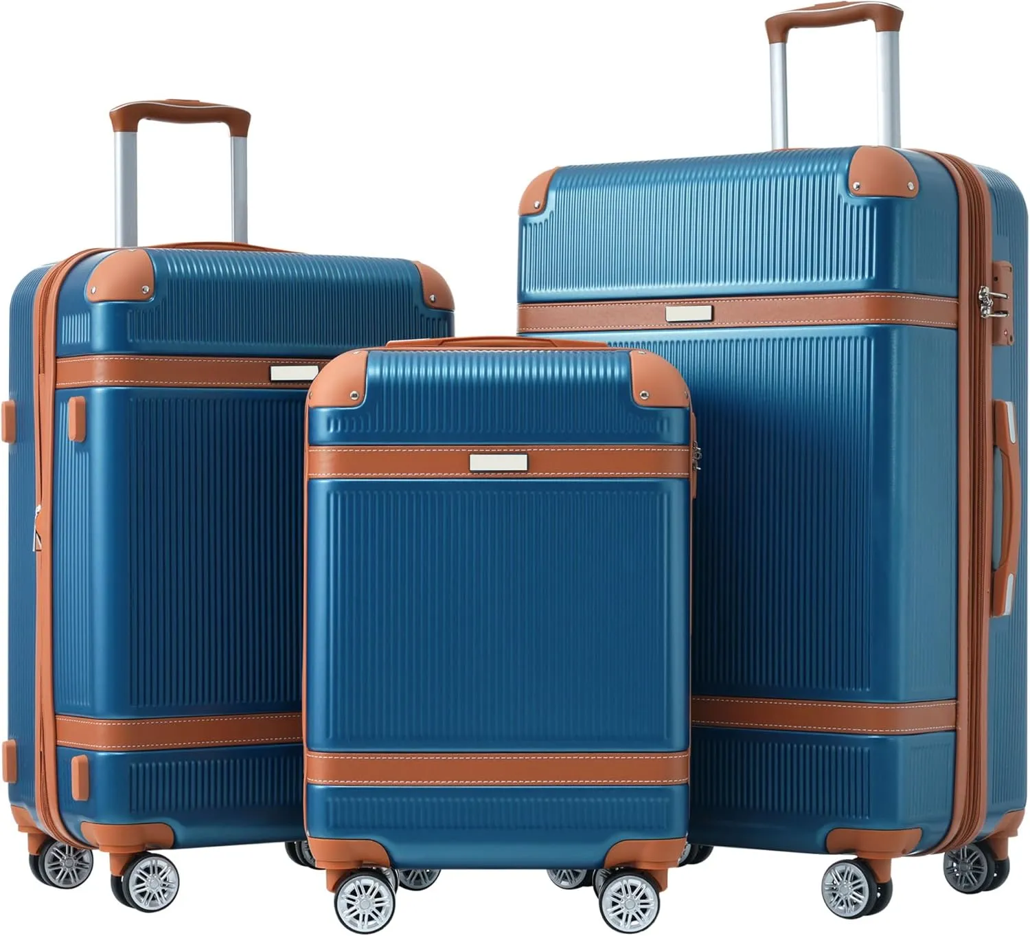 Travel Smart with 3-Piece Hardshell Luggage Set, Lightweight and Durable, Spinner Wheels for Easy Maneuverability, Blue