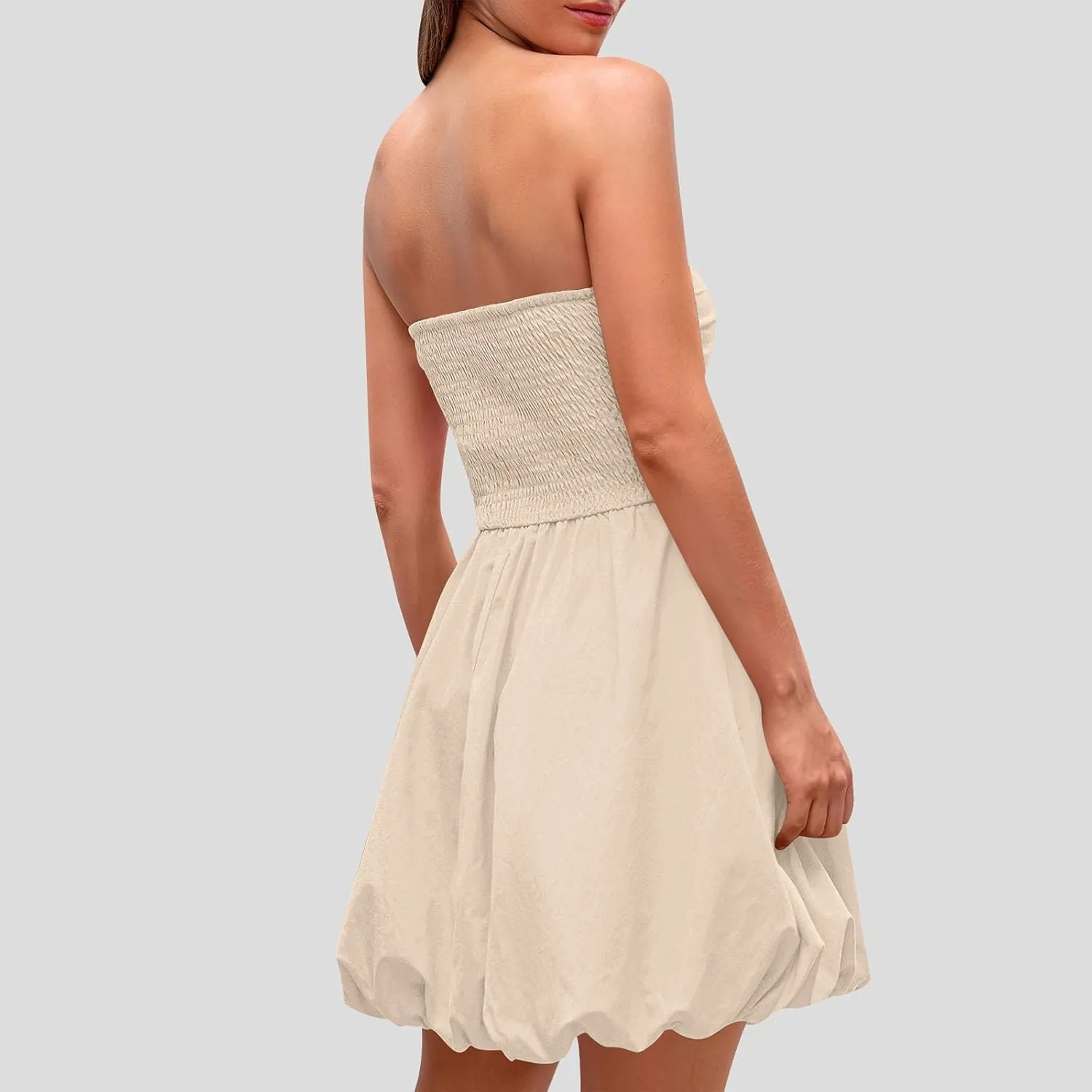 Tube Top Dress for Women 2025 Summer Casual Smocked Ruffle A Line Sundress Trendy Strapless Party Short Mini Dresses