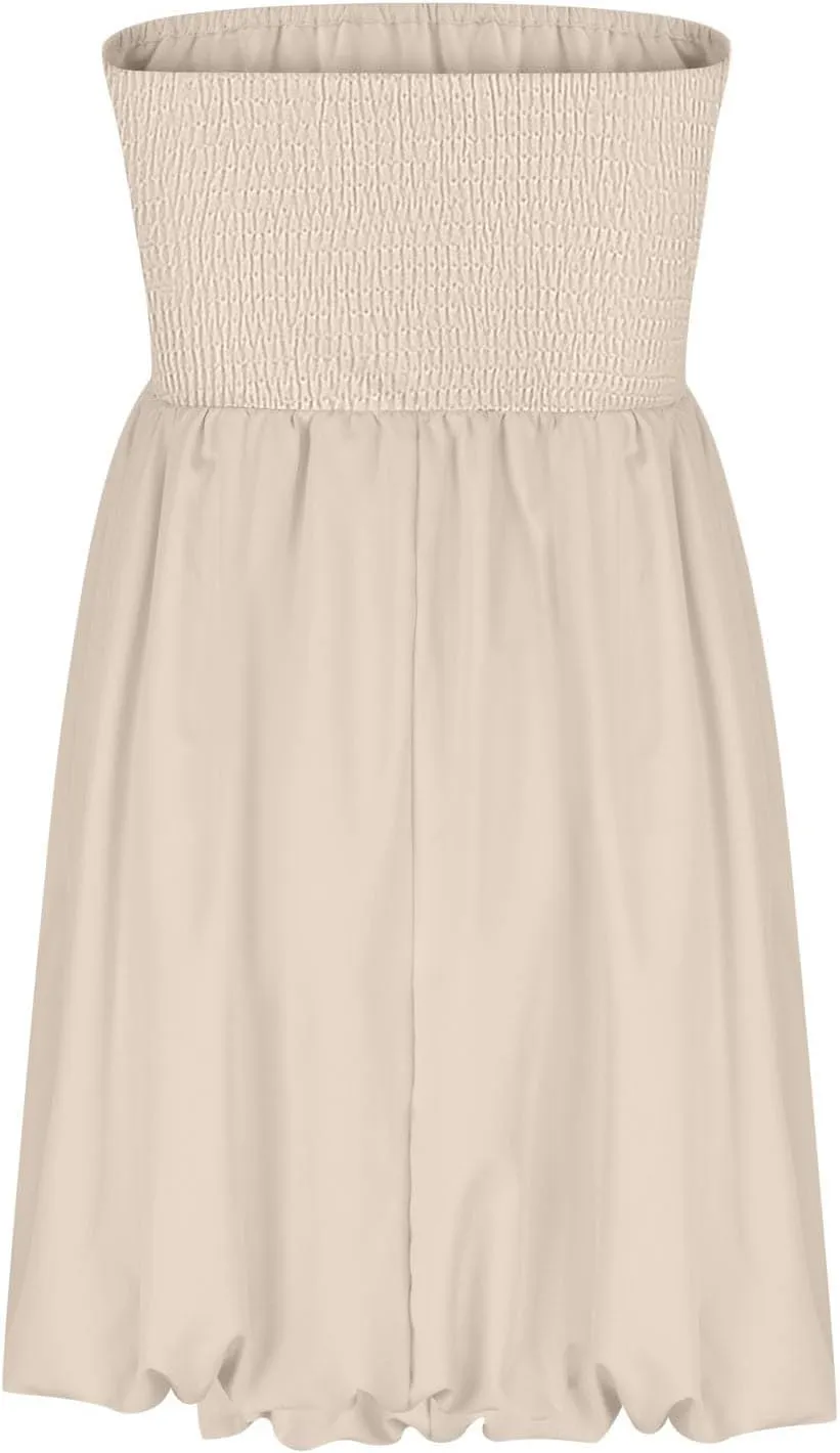 Tube Top Dress for Women 2025 Summer Casual Smocked Ruffle A Line Sundress Trendy Strapless Party Short Mini Dresses
