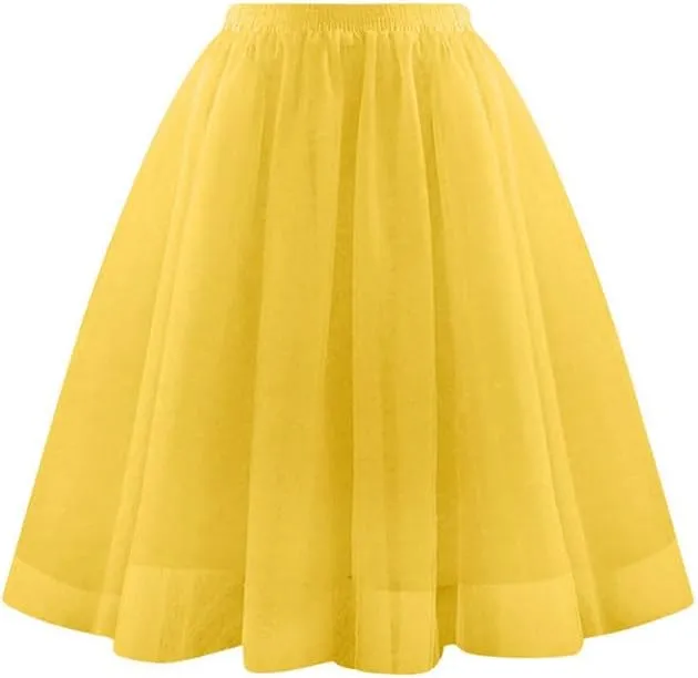 Tulle Midi Skirt Women Flowing Skirt Elegant Formal Party Evening