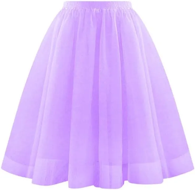 Tulle Midi Skirt Women Flowing Skirt Elegant Formal Party Evening