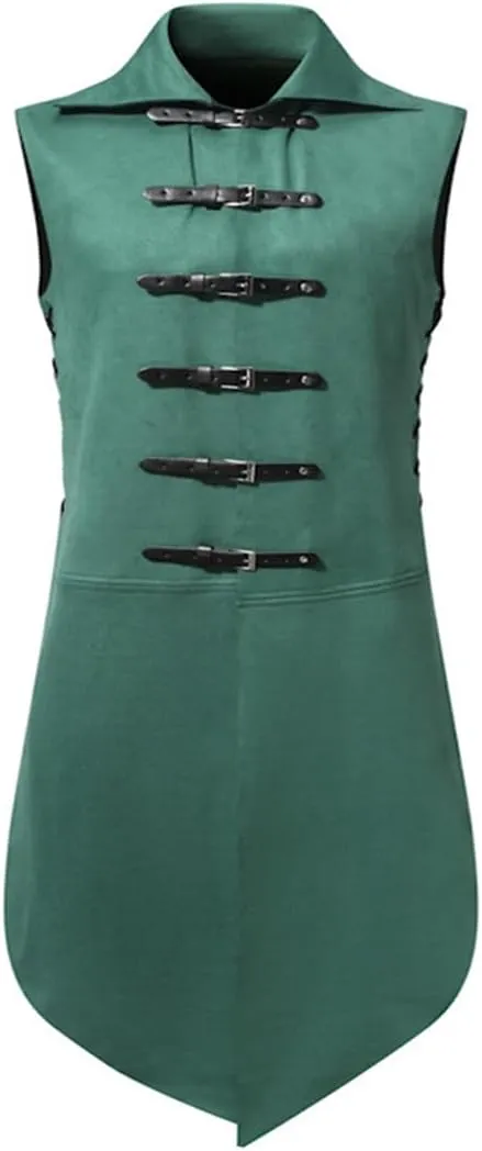 Unisex Sleeveless Medieval Gothic Tailcoat Jacket Steampunk Victorian Cosplay Halloween Costume