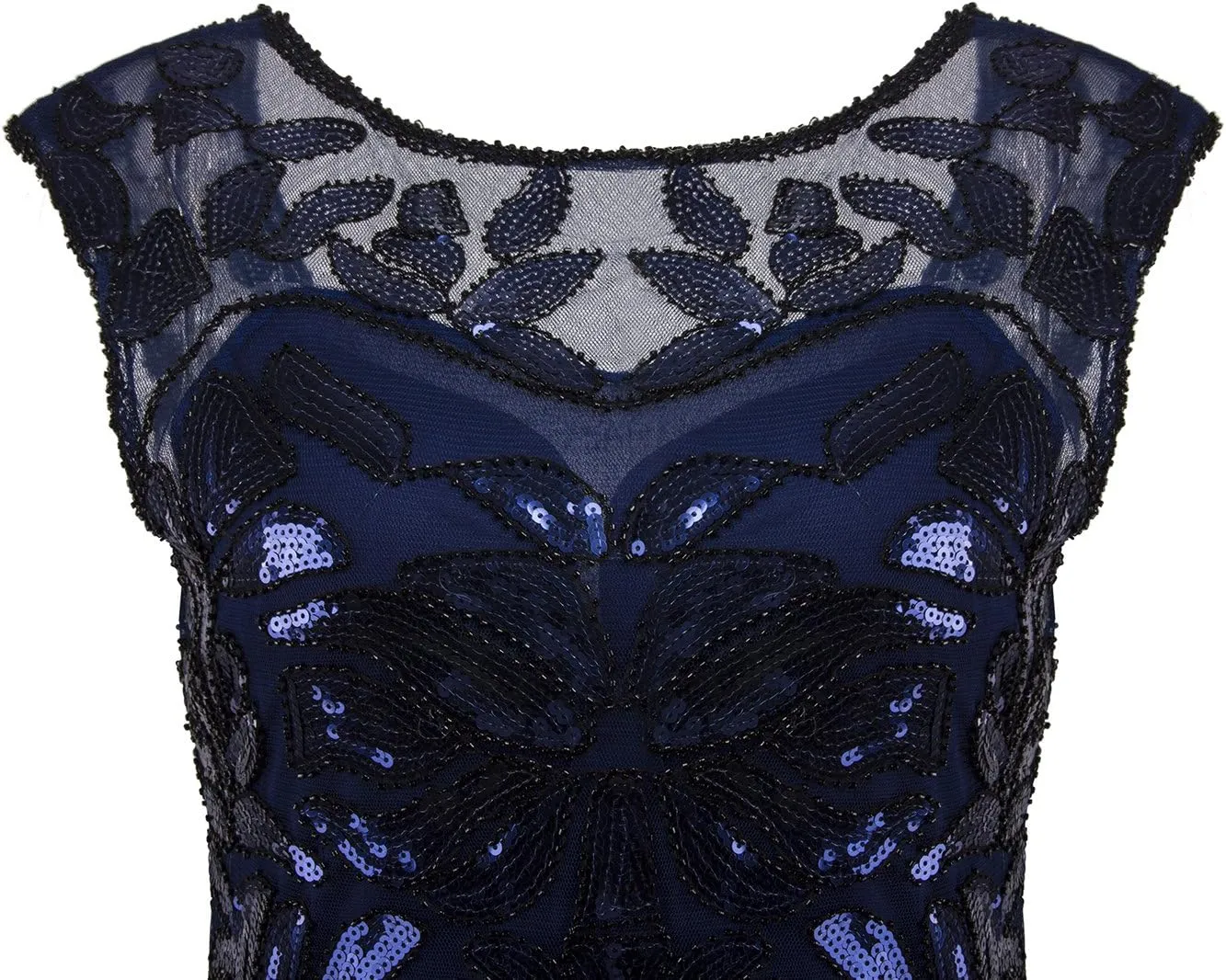 Vijiv 1920s Long Prom Dresses Sequins Beaded Art Deco Evening Party V Neck Back