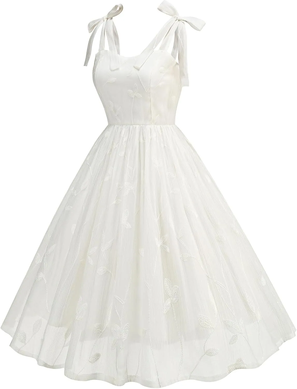 Vintage Dress for Women Cocktail Tiered Flowy Bowtie Floral Embroidered Trendy Bubble Ruffle Hem 2024 Dress Evening