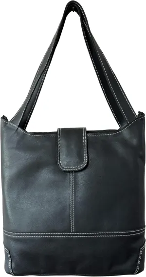 Vintage Leather Hobo Shoulder Bag, Large Tote Purse for Women, Black ST-123