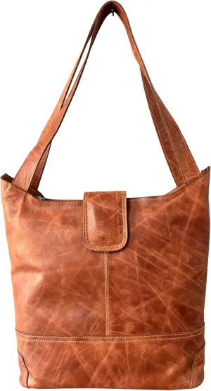 Vintage Leather Hobo Shoulder Bag, Large Tote Purse for Women, Tan Brown ST-120